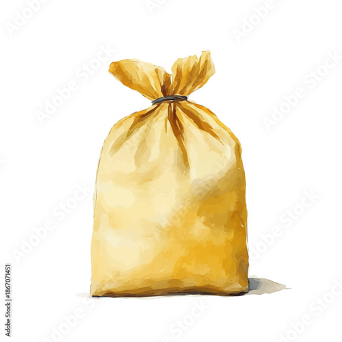 A vectorized, Hand-painted style, vector set available in EPS An Elegant watercolor painting design collection_Watercolor_style_painting_of_a_yellow_grain_sack