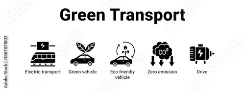 Green Transport web banner icon vector illustration concept for  with icon of Electric transport, Green vehicle, Eco friendly vehicle.
