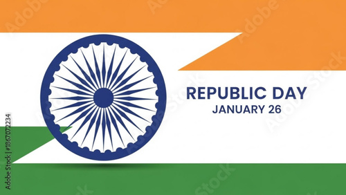 Indian republic day celebration with flag and ashoka chakra on january 26 with Indian flag and Patriotism and Nationalism and Independence and Indian culture
