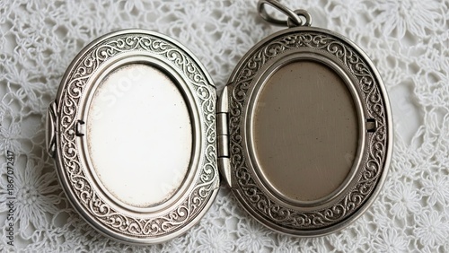 Vintage Silver Locket with Ornate Details.