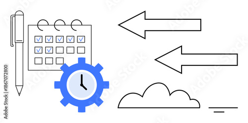 Time management concept. Time management for project planning and task prioritization. Time management ensures productivity and goal achievement. For workflow, planning, efficiency, organization
