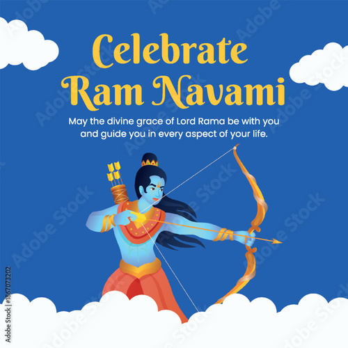 Blue Illustrated Ram Navami Instagram Post