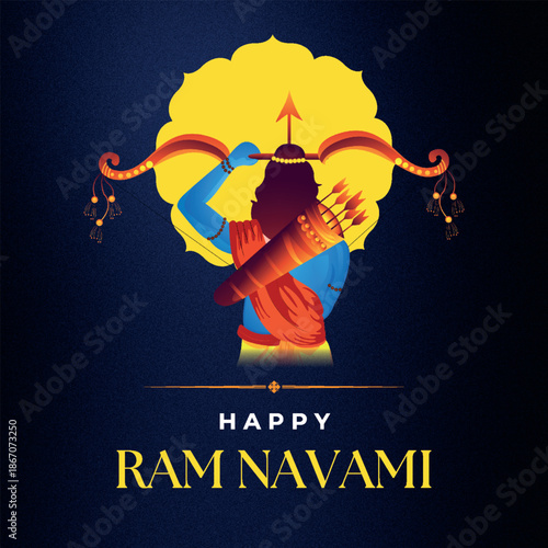 Blue Illustrated Ram Navami Facebook Post