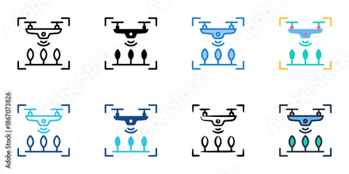 Precision farming icons set multiple style collection. Editable stroke 
