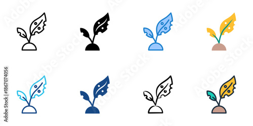 Crop diseases icons set multiple style collection. Editable stroke 

