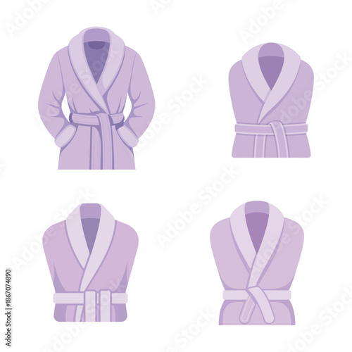 Comfortable bath robe vector flat illustration bathroom clothing isolated design