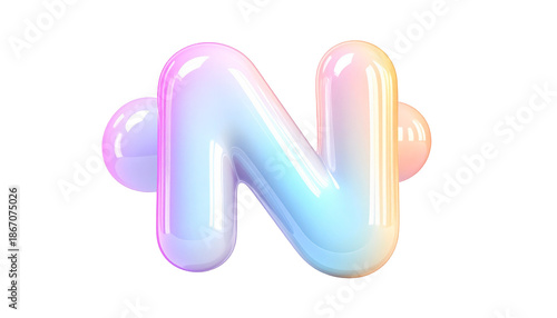 A glossy, gradient-colored letter 