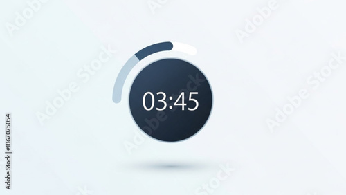 Digital clock display with modern design and timer interface on clean background with stopwatch and countdown and technology and graphic and resource