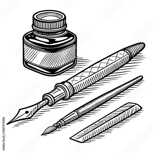 Vintage Tattoo Tools Emblem Engraved Style Vector Illustration