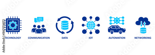 Banner digitilization concept as vector illustration with keywords and icons 
