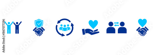 Outline symbols and signs of relationships such as friendship, partnership, Mutual understanding and togetherness editable vector