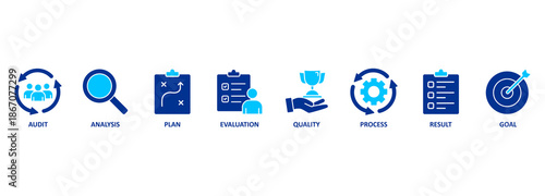Assessment Analysis Evaluation Measure Business Analytics Vector Illustration Concept with icons 