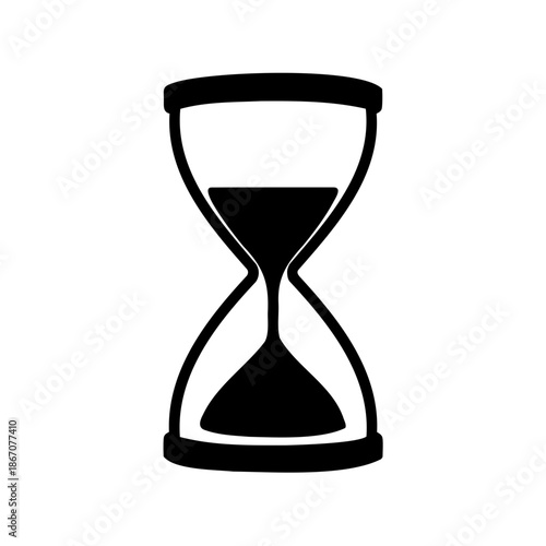 Elegant black and white hourglass icon representing the passage of time