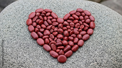 Heart Shape Made of Red Stones.