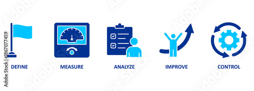 Banner lean six sigma vector illustration concept with keywords and icons 