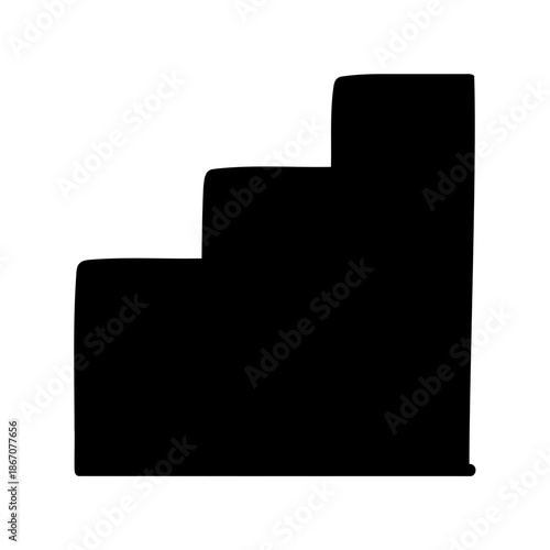 Three Steps Silhouette with Slight Rounding and Imperfect Edges, Minimalist Aesthetic