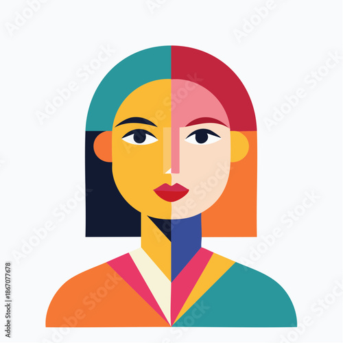 Colorful Illustration of a Womans Face.