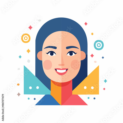 Illustration of a smiling Muslim woman.