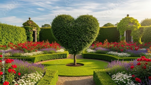 Heart Shaped Tree in Garden.