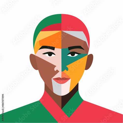 Geometric Portrait of a Mans Face.