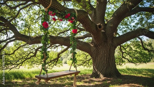 Majestic Tree with Decorated Swing.