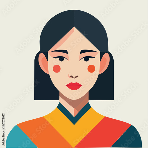 Illustration of a Woman with Colorful Shirt.