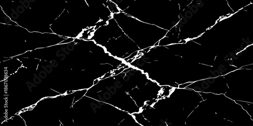 Elegant black marble texture with bold white natural veins, high contrast stone background, luxury abstract surface ideal for modern design, architecture, interior decor, branding, wallpapers.