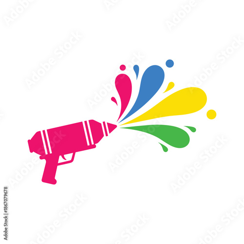 Colorful water gun splash isolated on white background, Vector, illustration