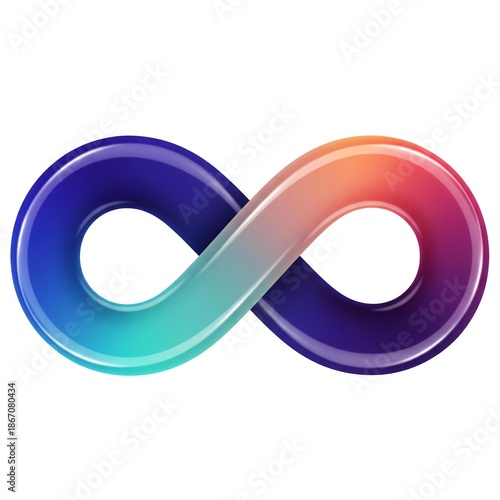 A colorful infinity symbol with a gradient of blue, green, pink, and purple hues