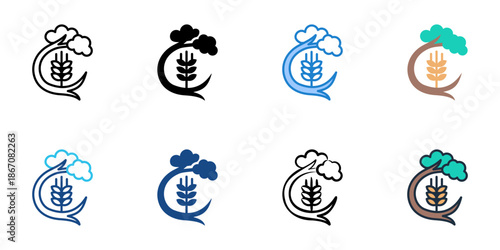 Agroforestry icons set multiple style collection. Editable stroke 
