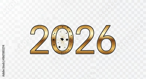 Elegant Golden 2026 Numerals with Sparkling Design for New Year.