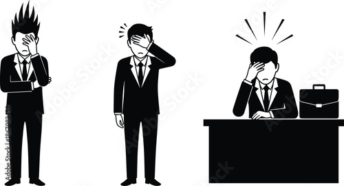 The image is a monochrome illustration consisting of three separate panels arranged horizontally across a white background.