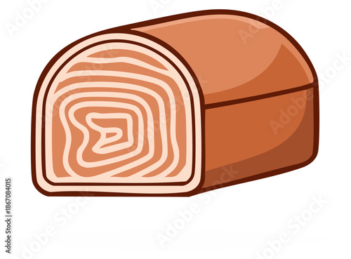 Cartoon Loaf of Cut Swirl Bread Vector Illustration