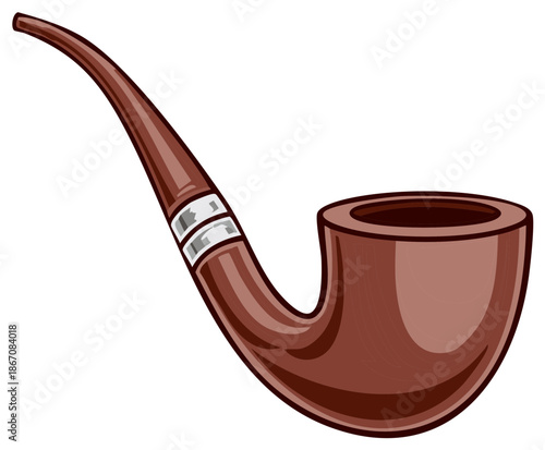 Classic tobacco pipe illustration in brown color on a white background