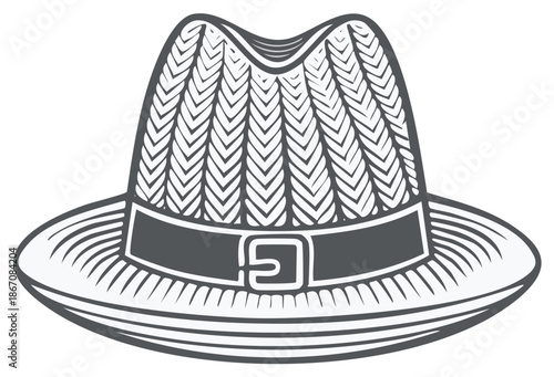 Vintage Style Men's Straw Hat Illustration