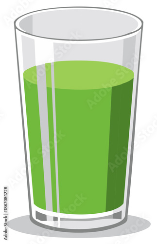 Fresh green juice in tall glass, healthy beverage illustration, refreshing drink