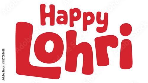 Happy Lohri festive typography greeting design isolated on white background traditional Punjabi winter harvest festival celebration illustration