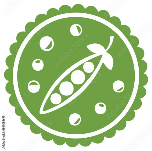 Pea Pod Circle Icon Graphic Vegetable Garden Sign Healthy Food Ingredient
