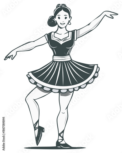 Elegant Ballerina Performing Graceful Dance Pose in Vintage Style