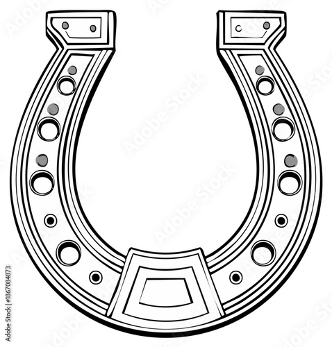 Detailed horseshoe illustration, luck and fortune symbol, isolated design
