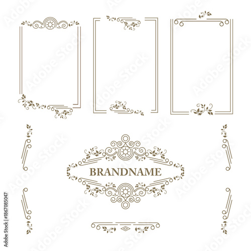 Vector decorative frame. Elegant element for design template, place for text. Floral border.