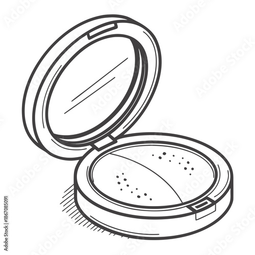 Cosmetic Compact Powder Case Vector on White Background