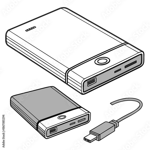 Sleek External Hard Drive Graphic for Backup Concepts