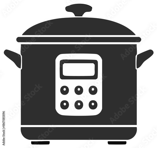 Modern electric pressure cooker appliance with digital display and control panel simple silhouette