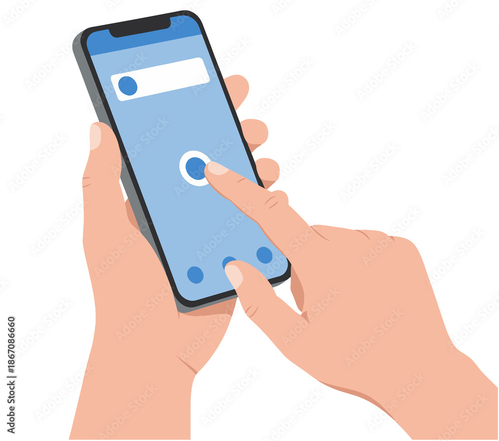 Fototapeta premium Mobile App Interaction: Hands Using Smartphone Touchscreen Interface Concept