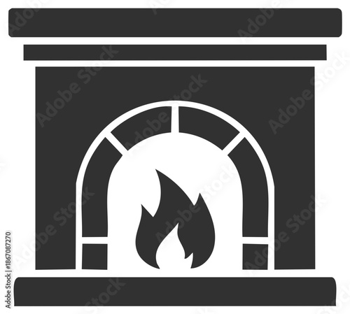 Cozy Home Fireplace Hearth with Warm Flame Symbol Icon Graphic Design
