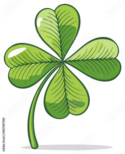 Green four leaf clover vector illustration a symbol of good luck for Saint Patricks Day