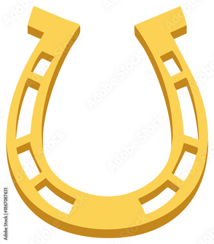 Golden Lucky Horseshoe Symbol for Good Luck and Fortune