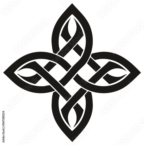 Intricate black Celtic knot pattern illustration depicting eternal connection and heritage symbol