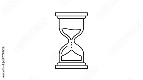 A minimalist line drawing of an hourglass, representing time, measurement, and the passage of moments